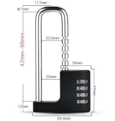 ODM Extra 50 mm lange boeien hangslot weerbestendige mechanische U-combinatie